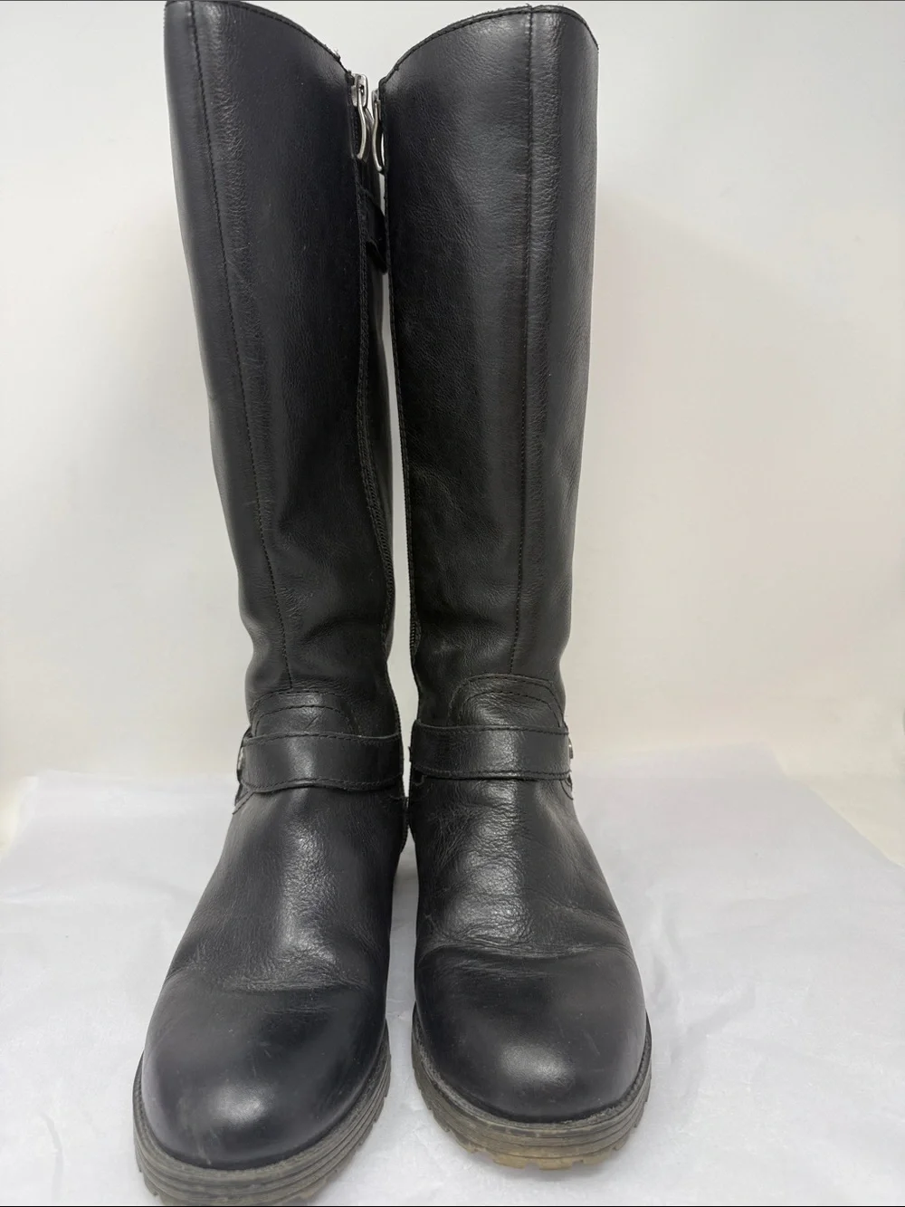 Naturalizer N5 Comfort Tanita Black Leather Riding Boots equestrian Lug soles
